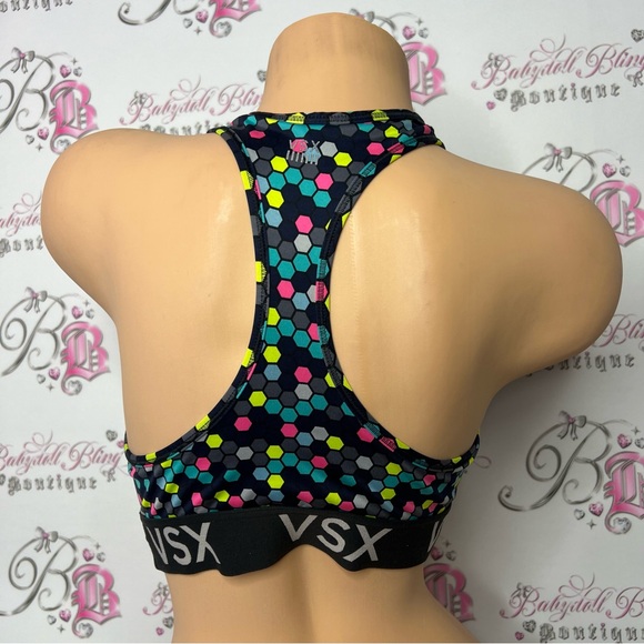 Victoria secret sports bra neon dotted multi rainbow color stretchy VSX sporty - Picture 4 of 10